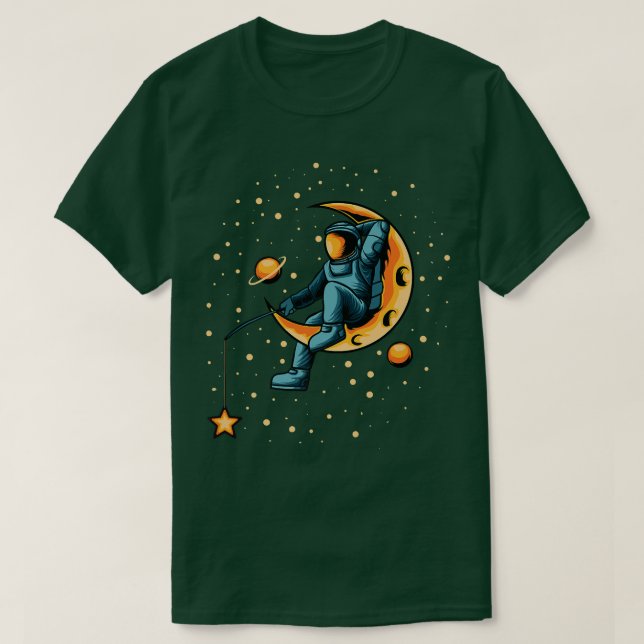 Camiseta Pesca astronauta para estrellas Espacio divertido (Diseño del anverso)