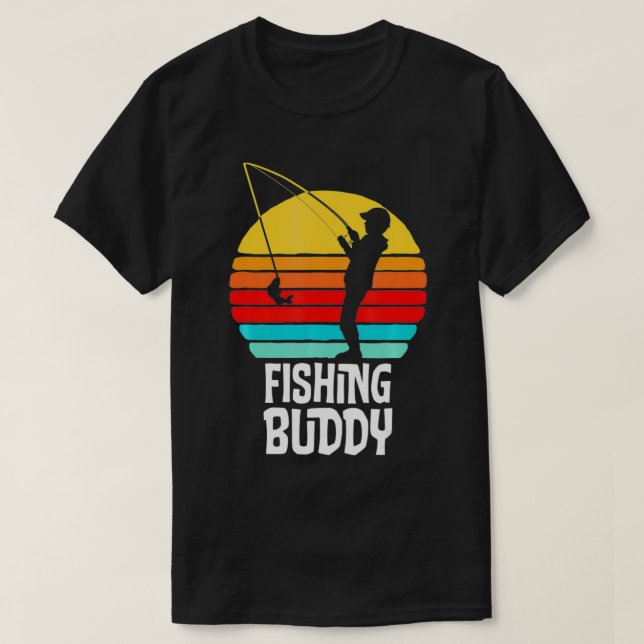 Camiseta Pesca Buddy Cute Retro Pescador Gracioso de Niños  (Diseño del anverso)