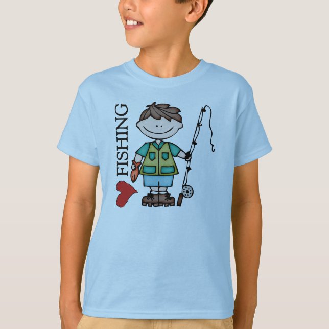 Camiseta Pesca cabelluda del amor del muchacho I de Brown (Anverso)