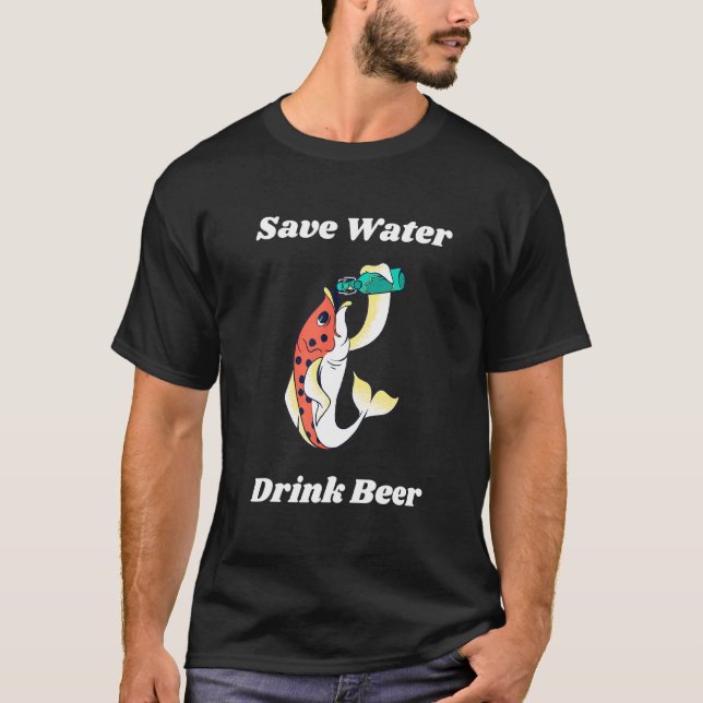 Camiseta Pesca Cerveza Salvar Agua Bebida Vacaciones de Cer (Anverso)
