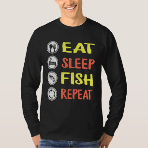 Camiseta Pesca Comer Pescado De Sueño Repita Para Hombres P