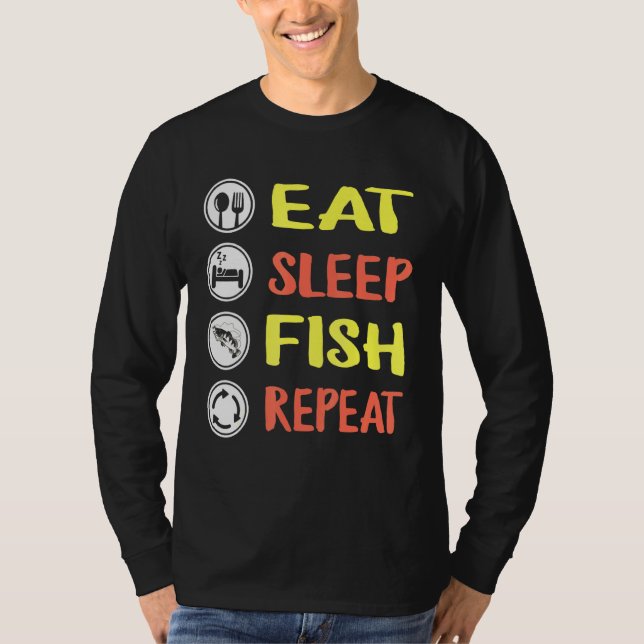 Camiseta Pesca Comer Pescado De Sueño Repita Para Hombres P (Anverso)