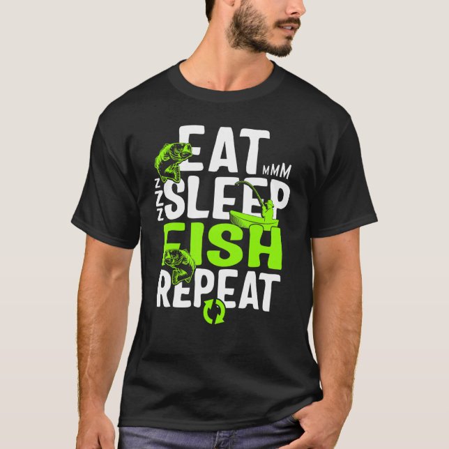 Camiseta Pesca Comer Pescado De Sueño Repita Para Hombres P (Anverso)