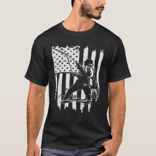 Camiseta Pesca con bandera estadounidense