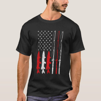 Camiseta Pesca Con Bandera Estadounidense Pescando Pescador