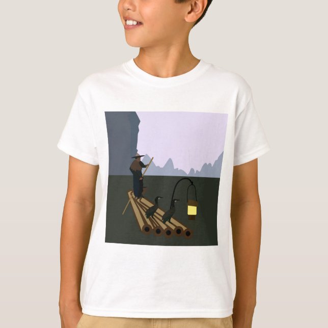 Camiseta Pesca con cormoranes (Anverso)