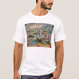 Camiseta Pesca con las redes y los tridentes en la bahía d