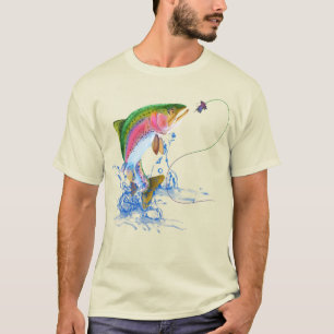 Camiseta Pesca con mosca de la trucha arco iris