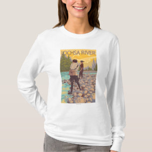 Camiseta Pesca con mosca de las mujeres - río de Lochsa,