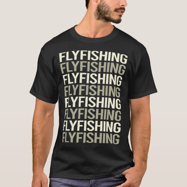 Camiseta Pesca con mosca de texto blanco (Anverso)