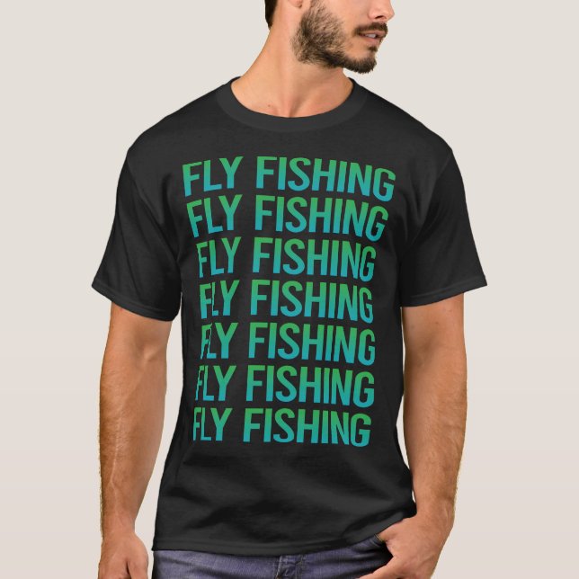 Camiseta Pesca con mosca de texto degradado (Anverso)