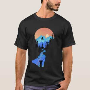 Camiseta Pesca con Mosca Río Montaña Pescado Atardecer truc