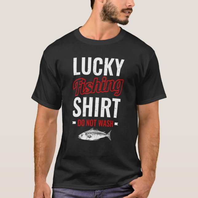 Camiseta Pesca con suerte para pescadores y cazadores de pe (Anverso)