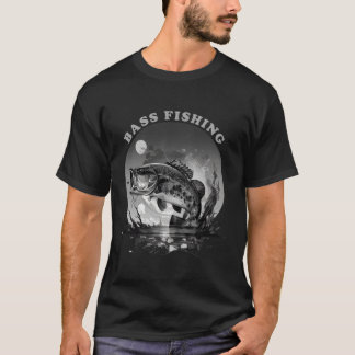 Camiseta Pesca De Bass En Diseño De Escala Gris