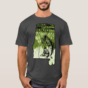Camiseta Pesca de Big Bass Alabama Estado Largemouth Bass F