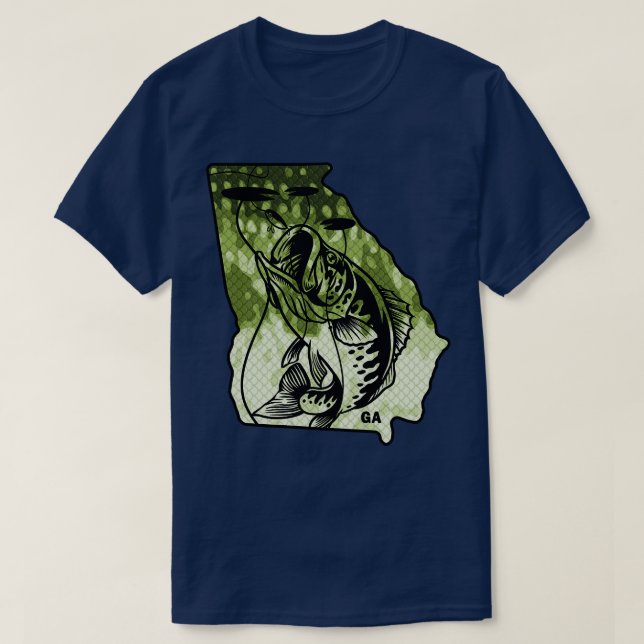 Camiseta Pesca de Big Bass Georgia Estado Largemouth Bass F (Diseño del anverso)