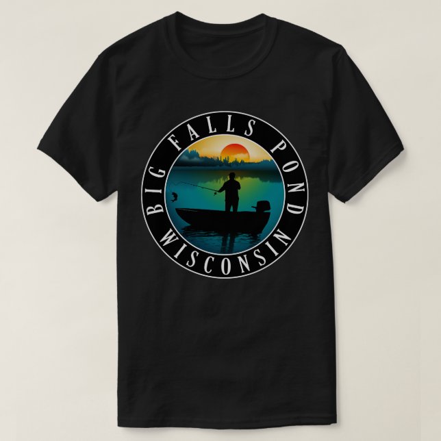 Camiseta Pesca de Big Falls Pond Wisconsin (Diseño del anverso)