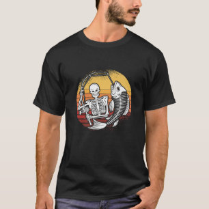 Camiseta Pesca de esqueleto Lazy Halloween Disfraz Retro Pe