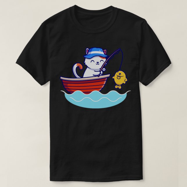 Camiseta Pesca De Gato En El Mar En Barco (Diseño del anverso)