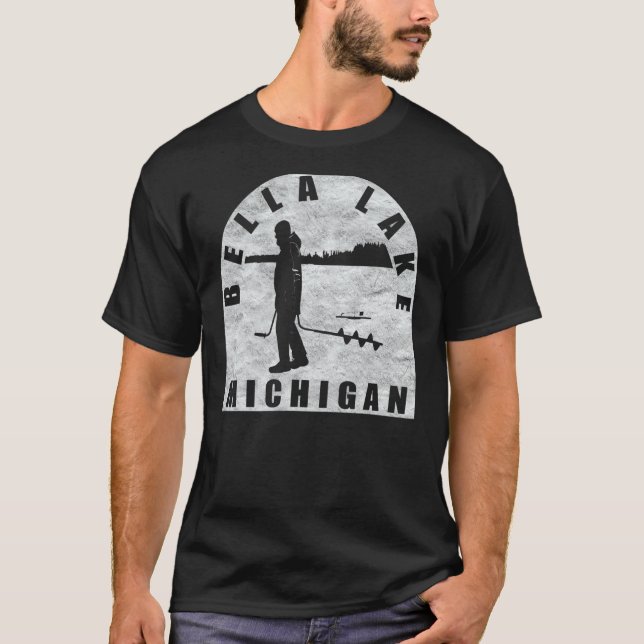 Camiseta Pesca de hielo en el lago Bella Michigan (Anverso)