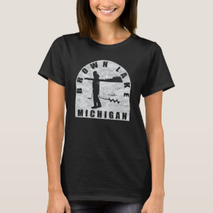 Camiseta Pesca de hielo en el lago marrón Michigan