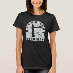 Camiseta Pesca de hielo en el lago marrón Michigan