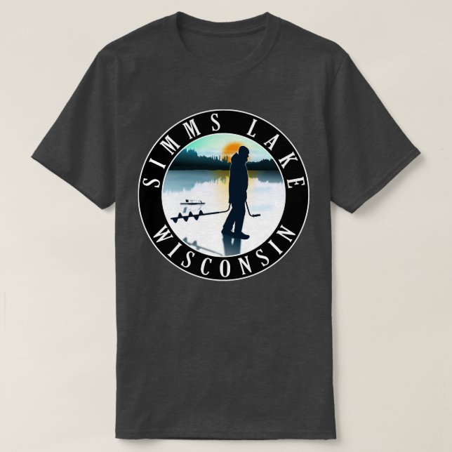 Camiseta Pesca de hielo Simms Lake Wisconsin (Diseño del anverso)