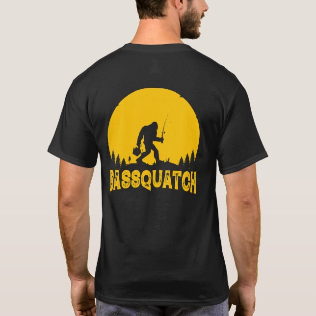 Camiseta Pesca de la luna completa de Bassquatch Bigfoot Sa (Reverso)