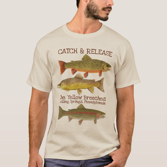 Camiseta Pesca de la trucha de la captura y del lanzamiento (Anverso)