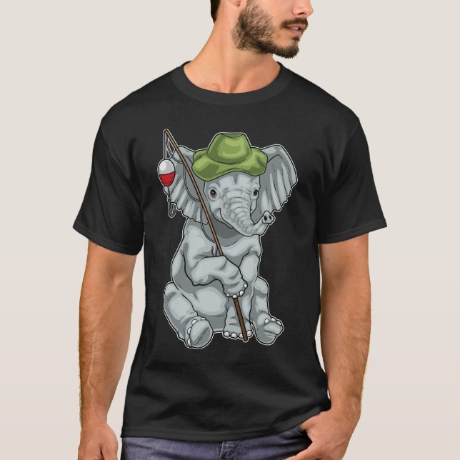 Camiseta Pesca de la varilla de pesca del Elefante Fisher (Anverso)