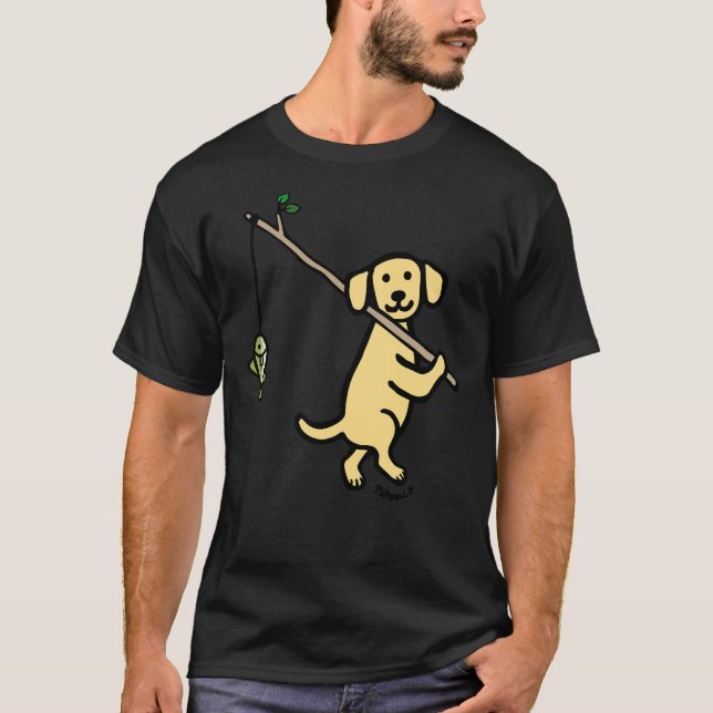 Camiseta Pesca de Labrador Amarillo Recuperador (Anverso)