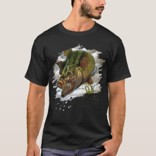 Camiseta Pesca de lubina de boca grande para hombres Pesca