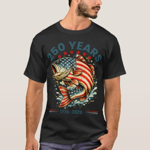 Camiseta Pesca de lubina patriótica 250 años bandera de EE.