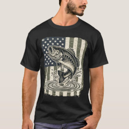 Camiseta Pesca de lubina patriótica bandera de EE. UU. 