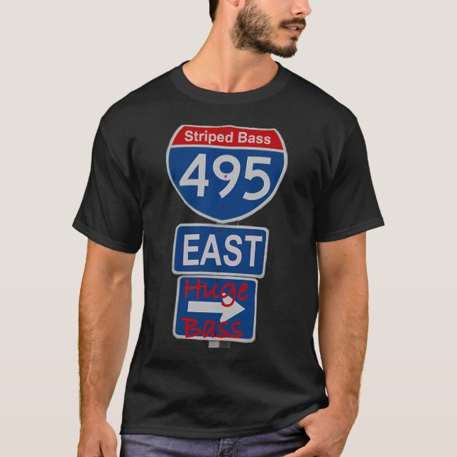 Camiseta pesca de lubina rayada Long Island expressway 495 (Anverso)