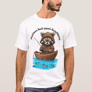 Camiseta Pesca de mapache ansiosa pero semifuncional