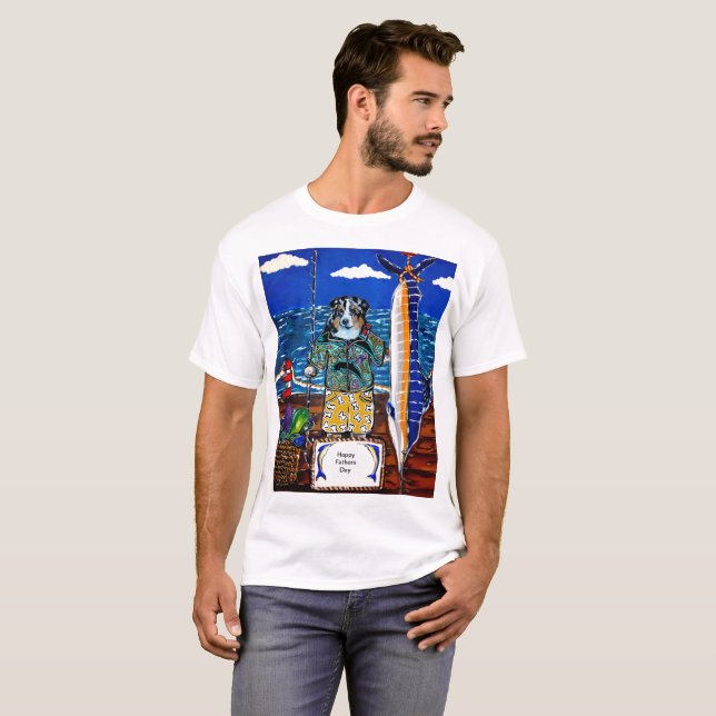 Camiseta Pesca de Marlín con Pastor Australiano (Anverso completo)
