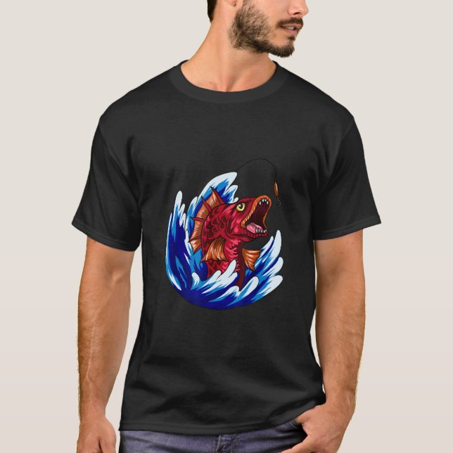 Camiseta Pesca de peces carnívoros retro (Anverso)