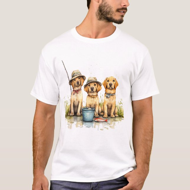 Camiseta Pesca de perros recuperadores de labradores (Anverso)