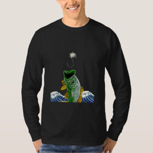 Camiseta Pesca De Pescado De Bass Fly Hook Waves Pescador D