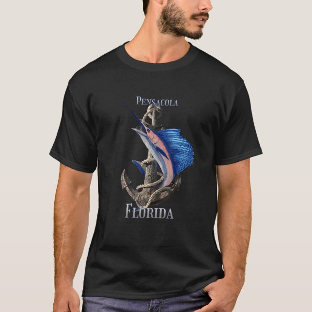 Camiseta Pesca de pez espada Marlin Ocean en Pensacola Flor (Anverso)