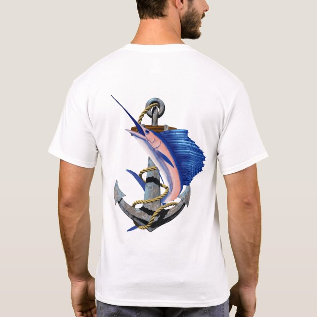 Camiseta Pesca de pez vela de la cadena náutica (Reverso)