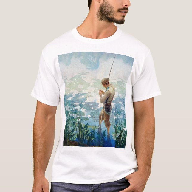 Camiseta Pesca de Thoreau en Walden Pond, por N. C. Wyeth (Anverso)