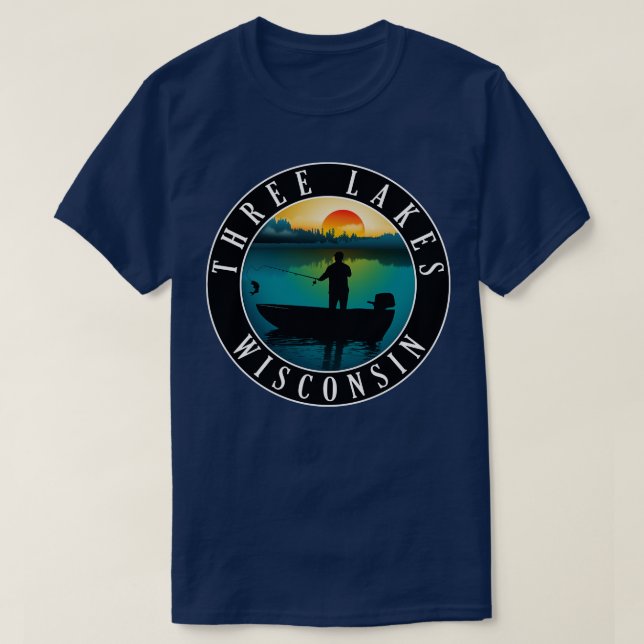 Camiseta Pesca de tres lagos Wisconsin (Diseño del anverso)