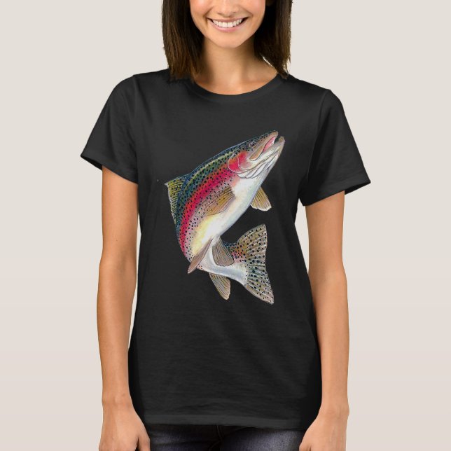 Camiseta Pesca de trucha arco iris con trucha (Anverso)