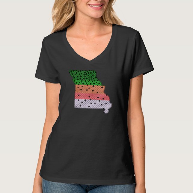 Camiseta Pesca de trucha arco iris Mapa del estado de Misso (Anverso)