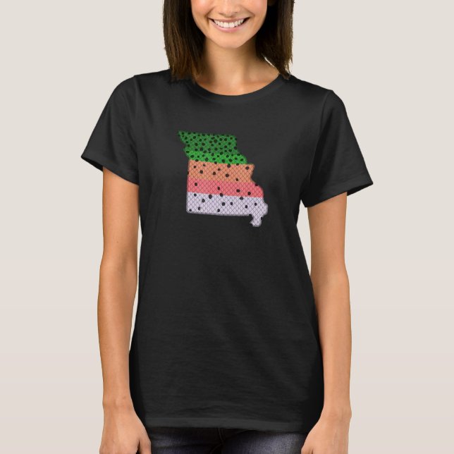 Camiseta Pesca de trucha arco iris Mapa del estado de Misso (Anverso)