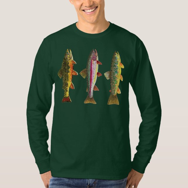 Camiseta Pesca de trucha - Arcoiris, marrón (Anverso)