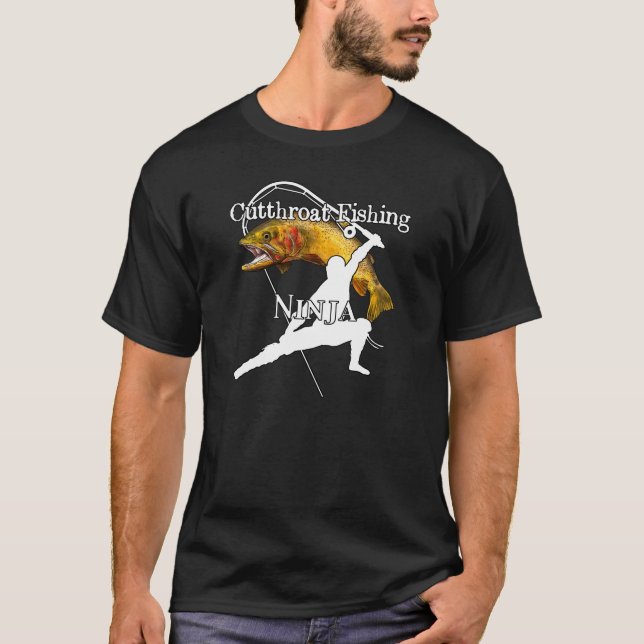 Camiseta Pesca de trucha de garganta Ninja Pesca Oscura (Anverso)