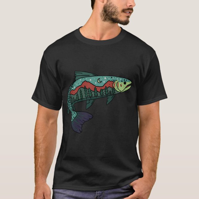 Camiseta Pesca de trucha - diseño de peces (Anverso)